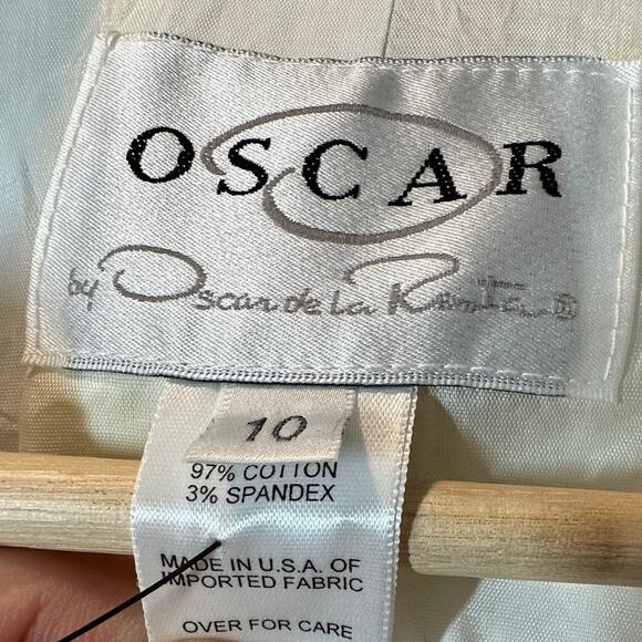 Osca de la Renta White Basketweave Blazer Jacket Women's 10 M Medium - Picture 7 of 9